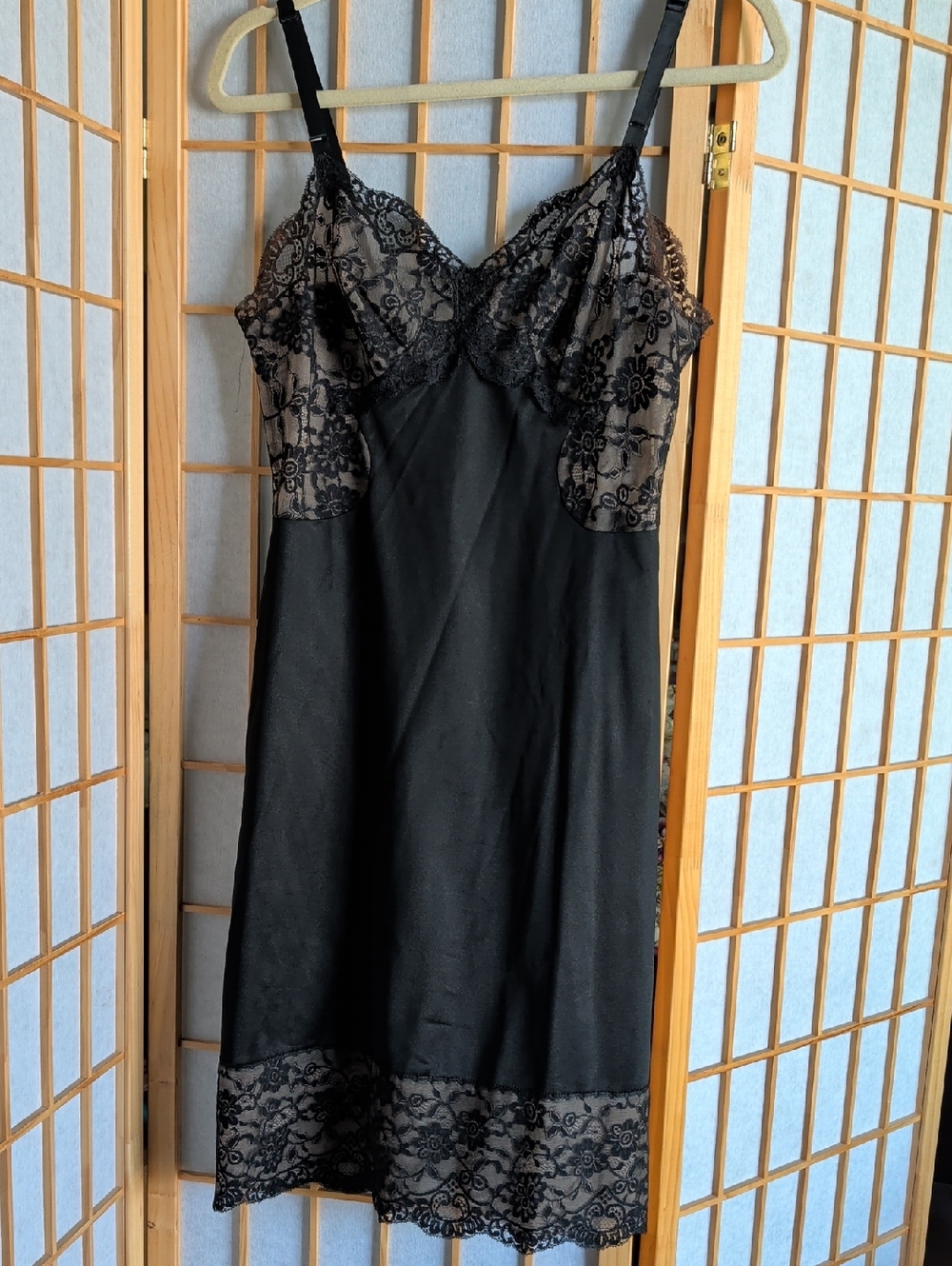 Black Lace Trim Slip Dress - Women's Intimates